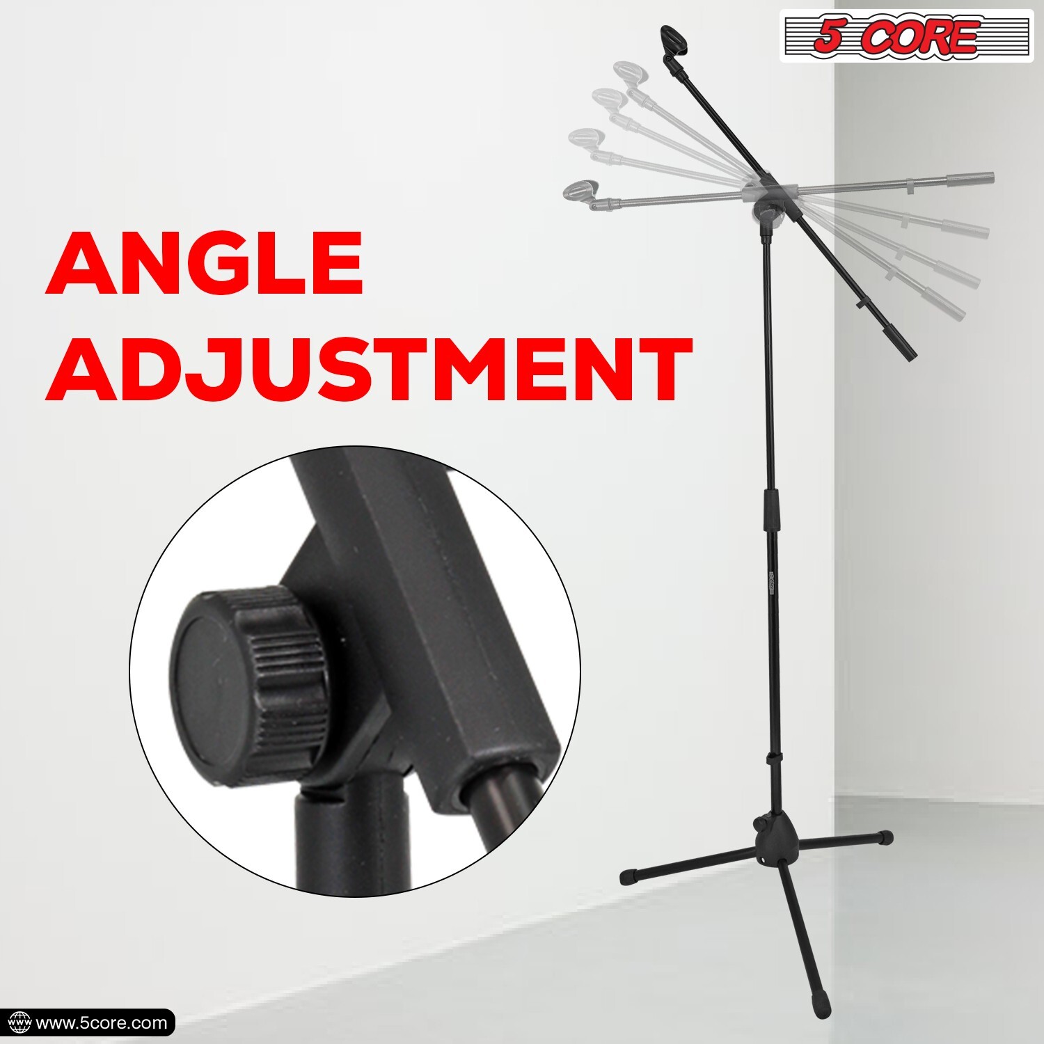 5Core Microphone Stand 360° Rotating Mic Clip Boom Arm Foldable Tripod Holder