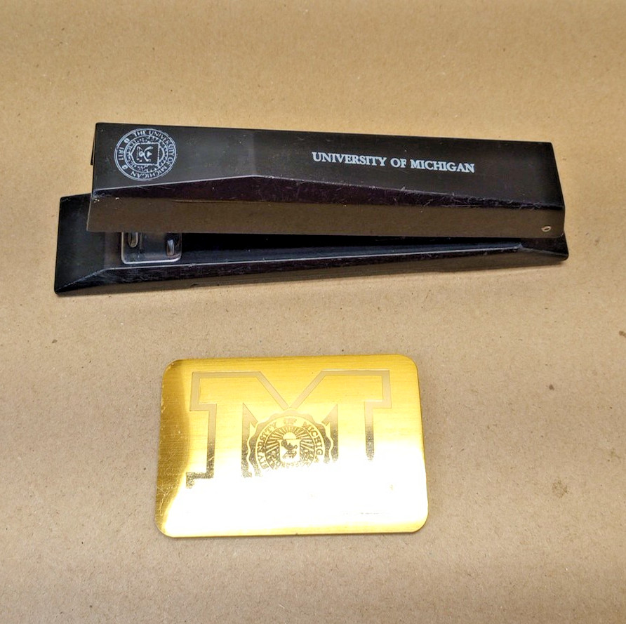 University of MIchigan U of M Escort Stapler Black & Magnet Wallet Address Book