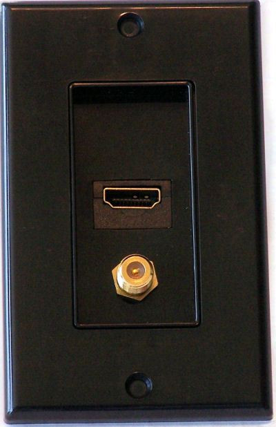 Black HDMI Plus Coax Wall Plate - All In 1 Solution