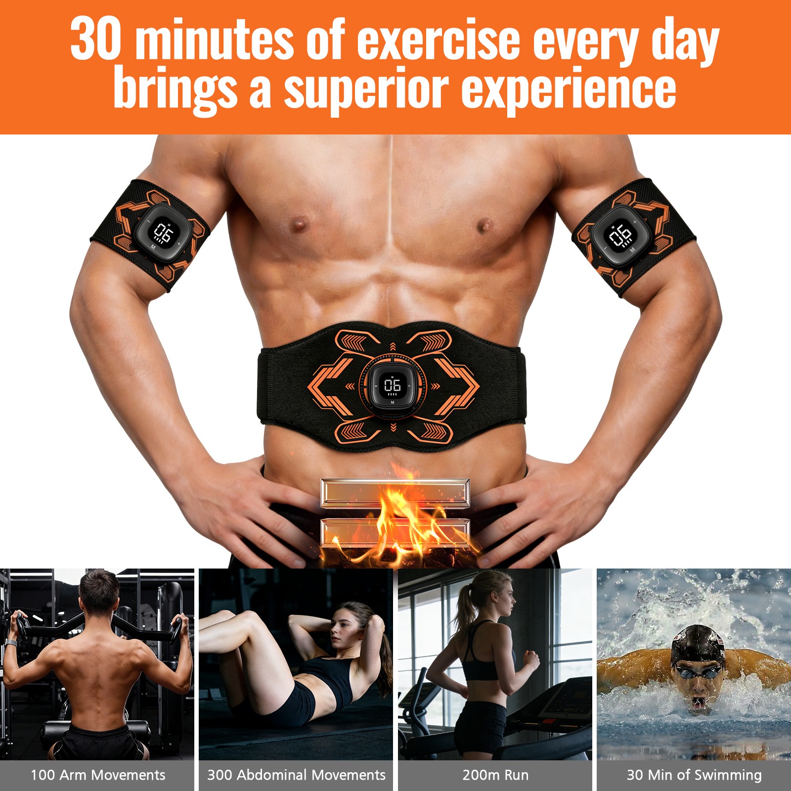 Abs Stimulator Muscle Toner Fitness Strength Training Workout Equipment Recharge