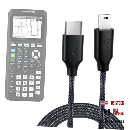 [Single Pack Braided USB Charging Cable] for TI-84 Plus CE, TI-84 Plus C