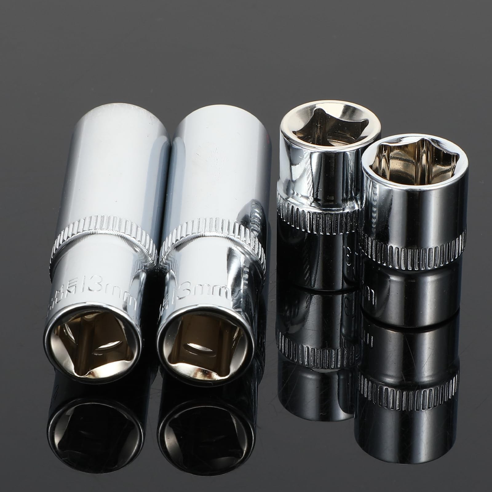 4 Pcs 13mm Socket Set 6 Point, 3/8-In Drive, Deep and Shallow Set...