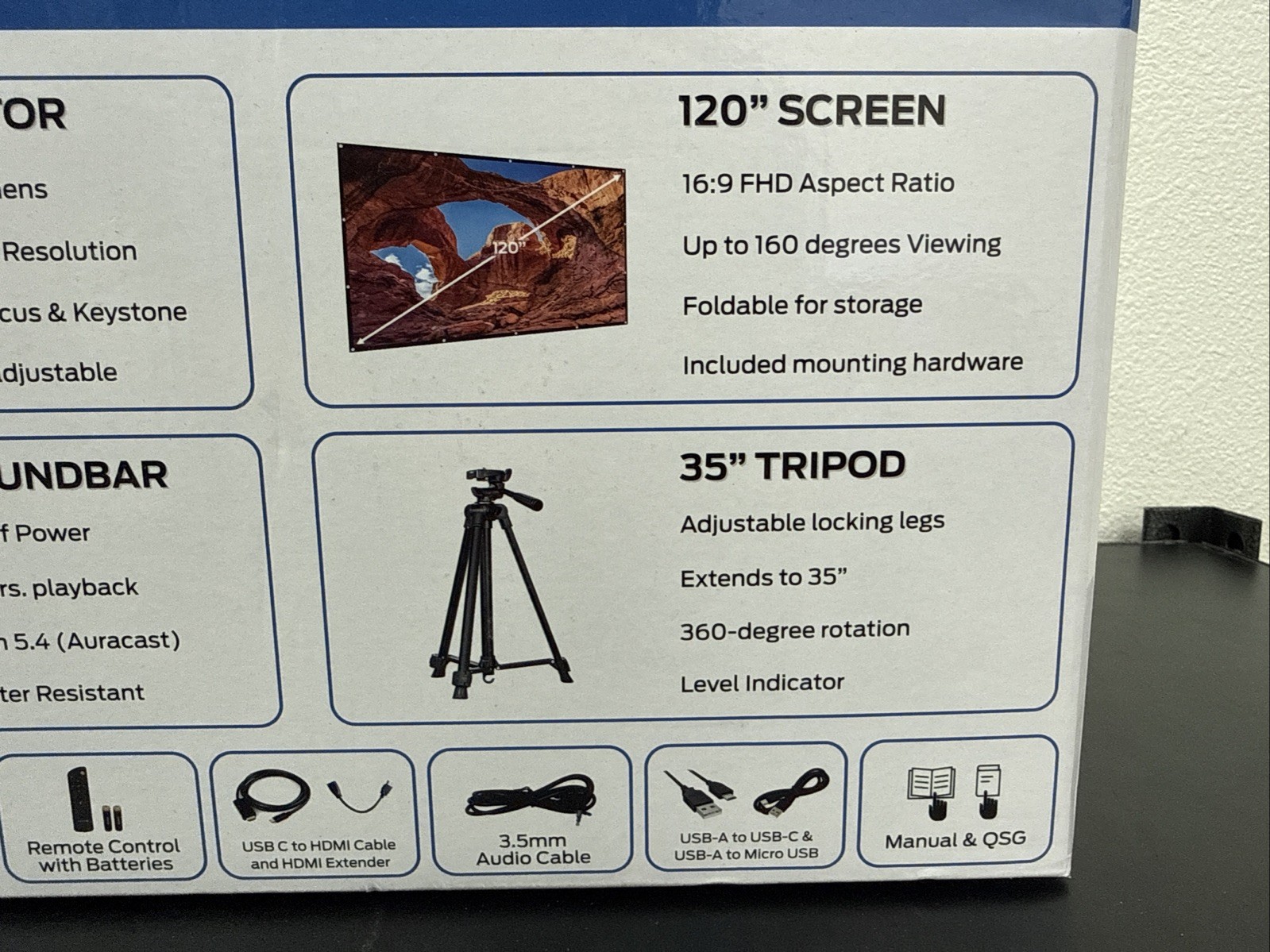 Fugoo Outdoor Projector & Soundbar Bundle with Tripod & 120" Foldable Screen