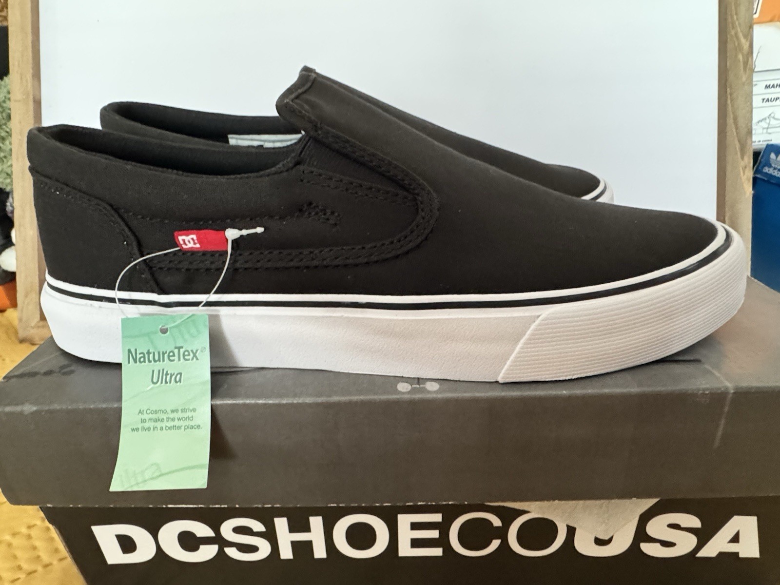 DC Men's Trase Slip-On TX Skateboarding Shoes Black Medium Width Size 10