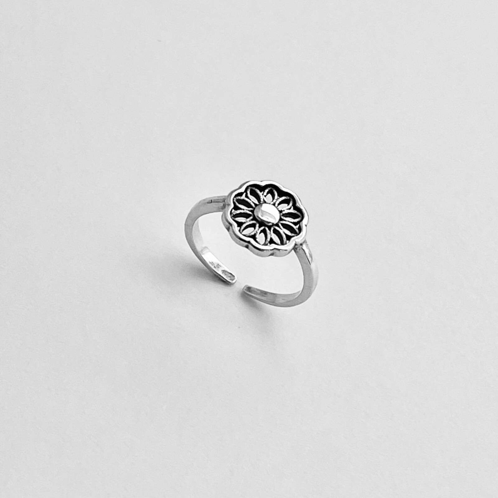 Sterling Silver Mandala Toe Ring, Flower Ring, Silver Rings