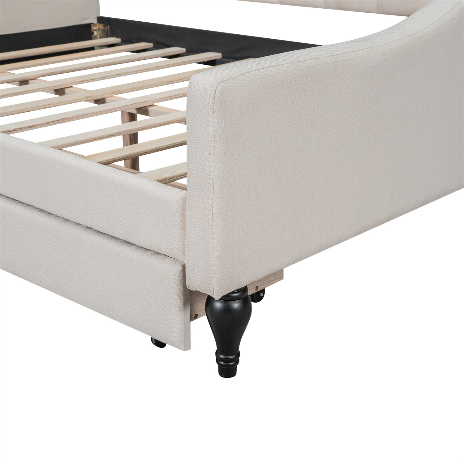 Full Size Daybed Upholstered Bed Frame Sofa Bed w/ 2 Storage Drawers Beige