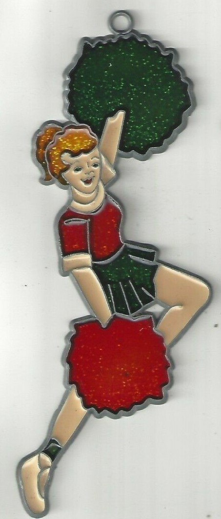 Cheerleader Suncatcher or Ornament w/Suction cup (New Old Stock)