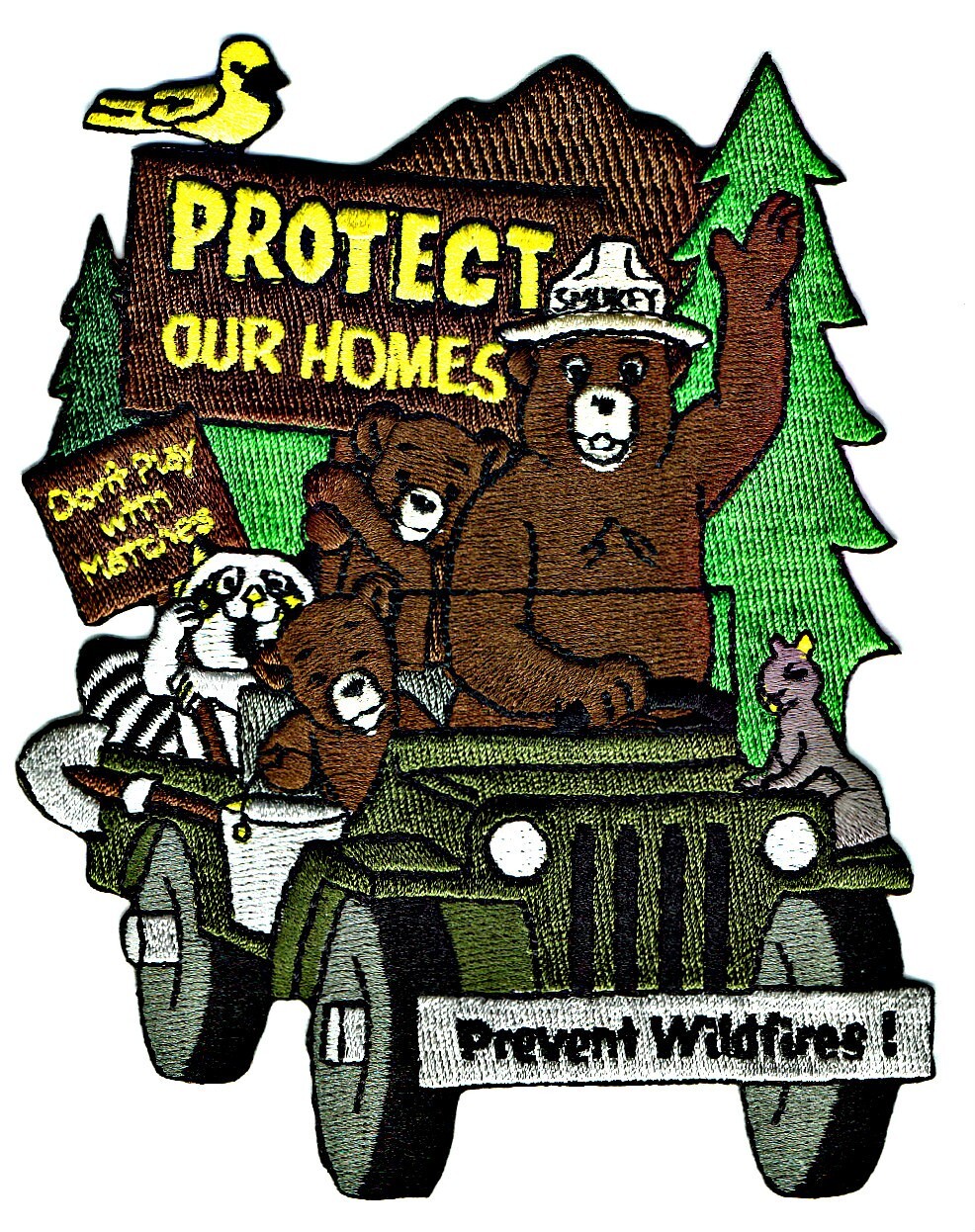 Official SMOKEY BEAR JEEP Protect Our Homes Embroidered Patch Boy Girl Friend