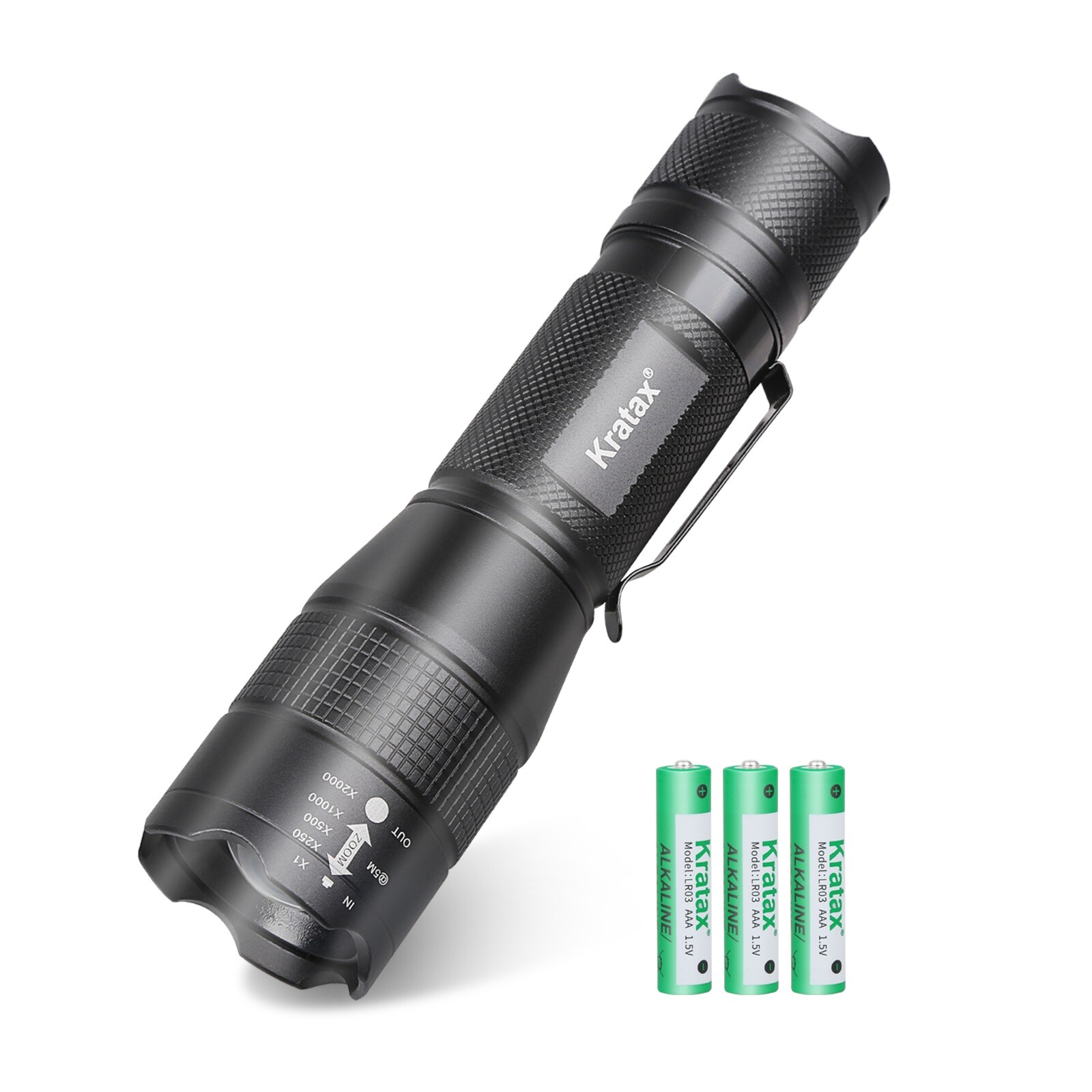 Small & Extremely 5.3oz Zoomable LED Tactical Handheld Flashlight with Batteries