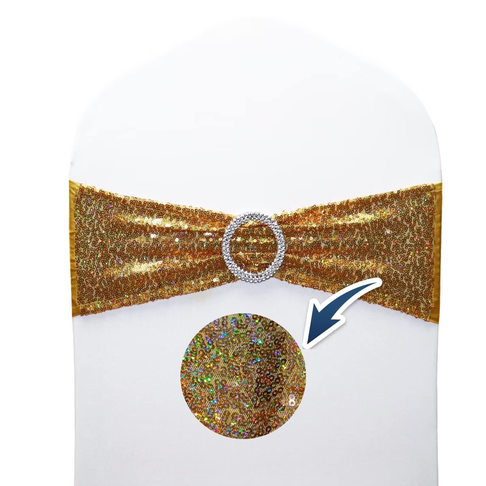 LIZIMI Sequined Chair Sashes  Glittering Sequins, Stretch Spandex & Polyester...