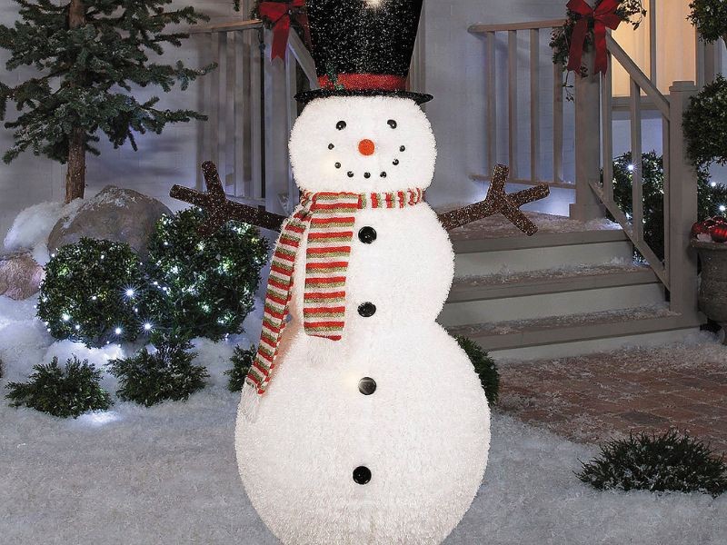 Light-Up Snowman 5 Ft Lantern Top Hat Christmas Yard Decor Scarf Holiday Classic