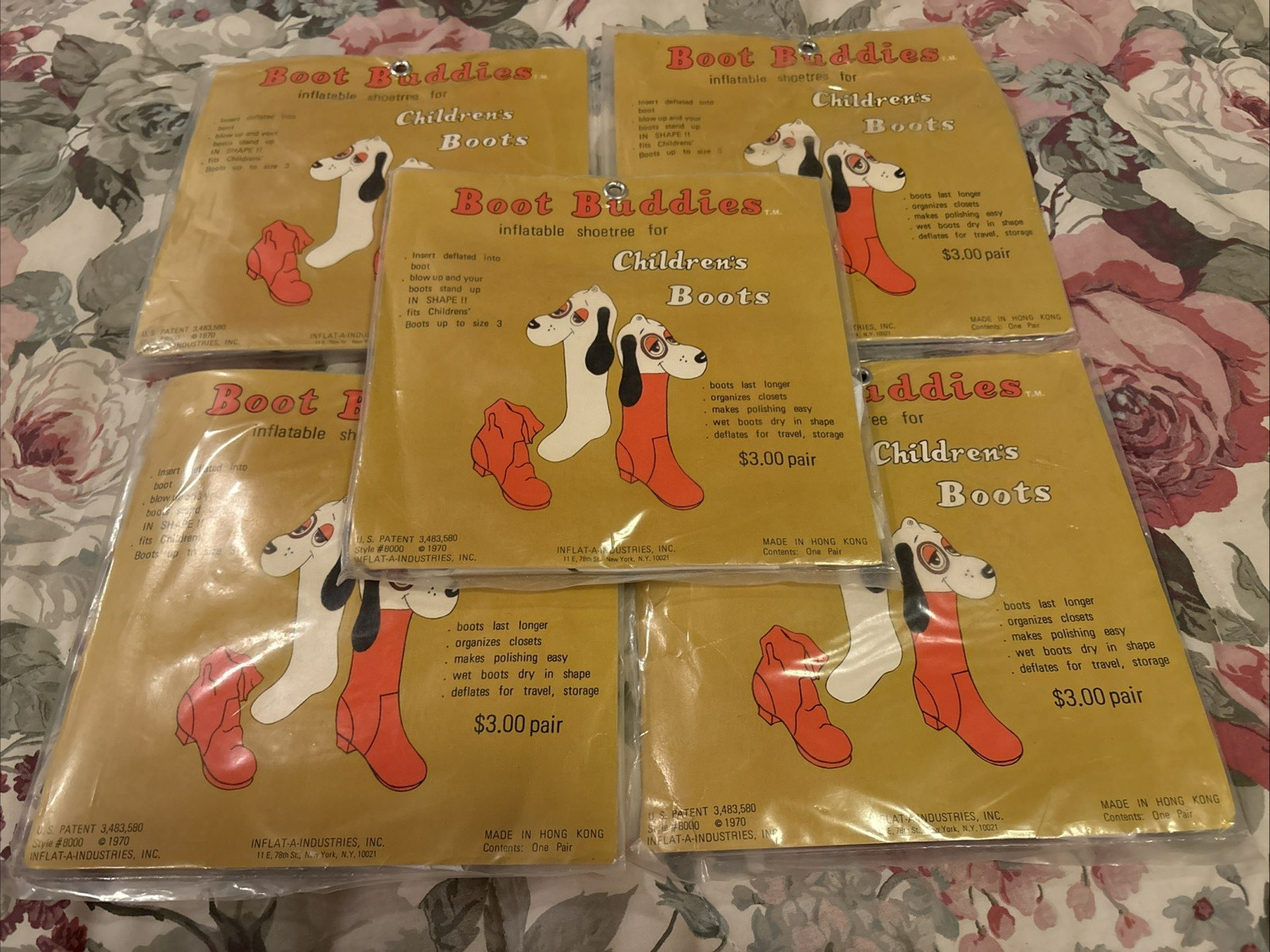 Set Of 5 RETRO 70s Pair Of PEEK-A-BOOTREE Inflatable BOOT STUFFERS/SHAPERS NOS