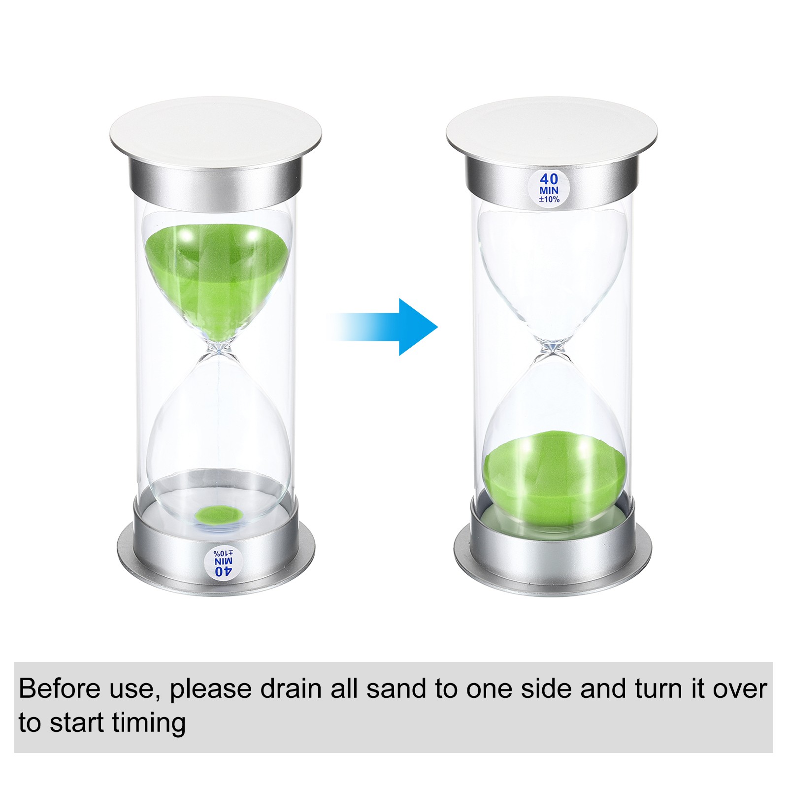 40 Minute Sand Timer, Sandy Clock Count Down Sand Glass, Green Sands