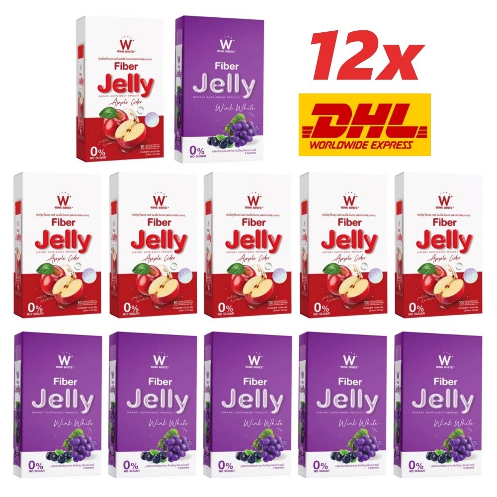 12x W WINK WHITE FIBER JELLY APPLE CIDER Mix Fruits Detox 0% Sugar Probiotics