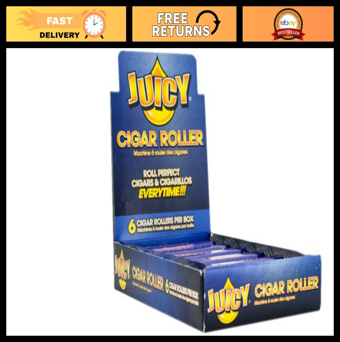 Cigar Roller Machine 120mm - Unflavored Rolling Papers, Pack of 6, Easy Use