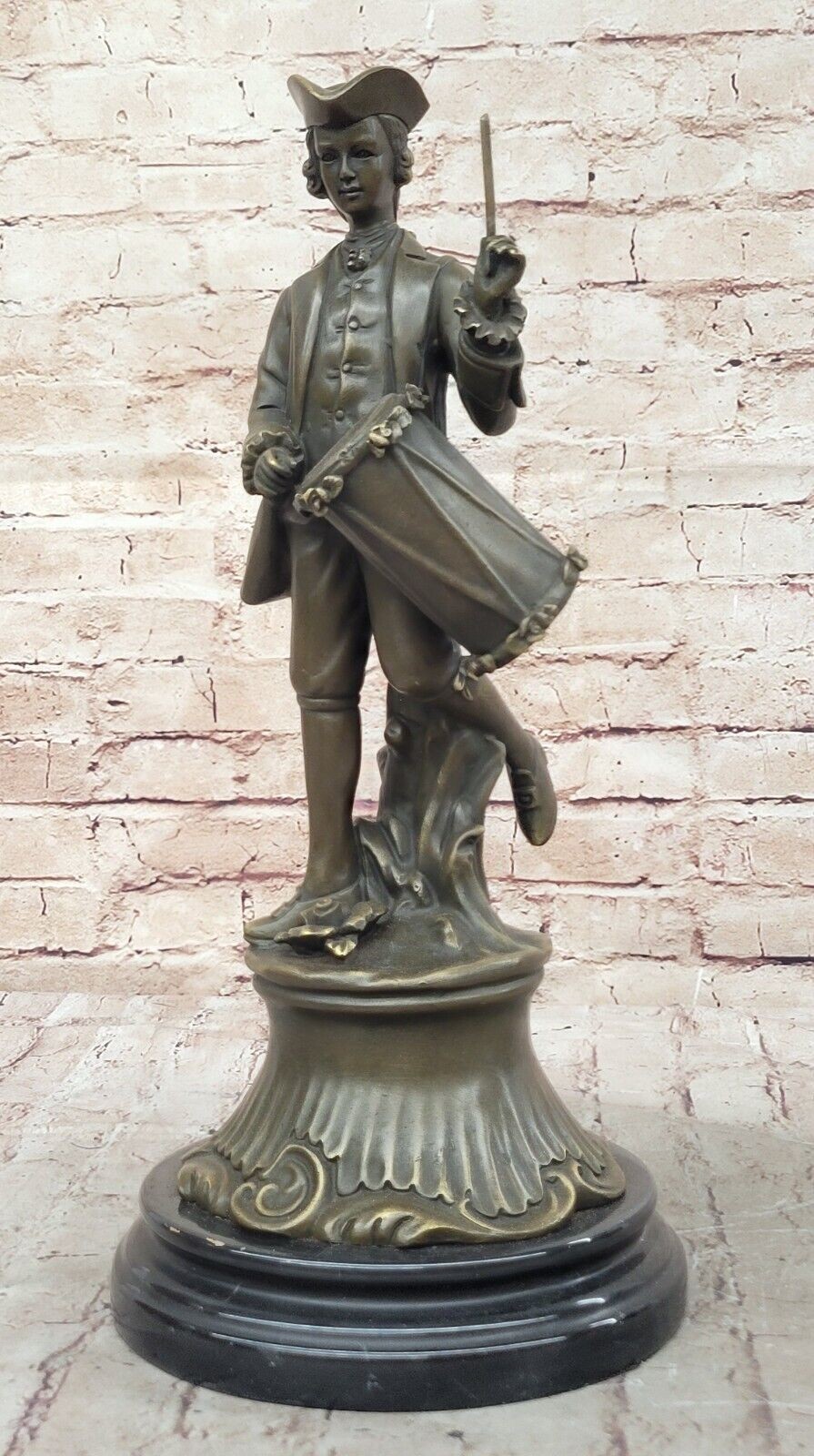 Genuine Bronze Art Deco American Drummer Sculpture Lost Wax Method Figurine Gift
