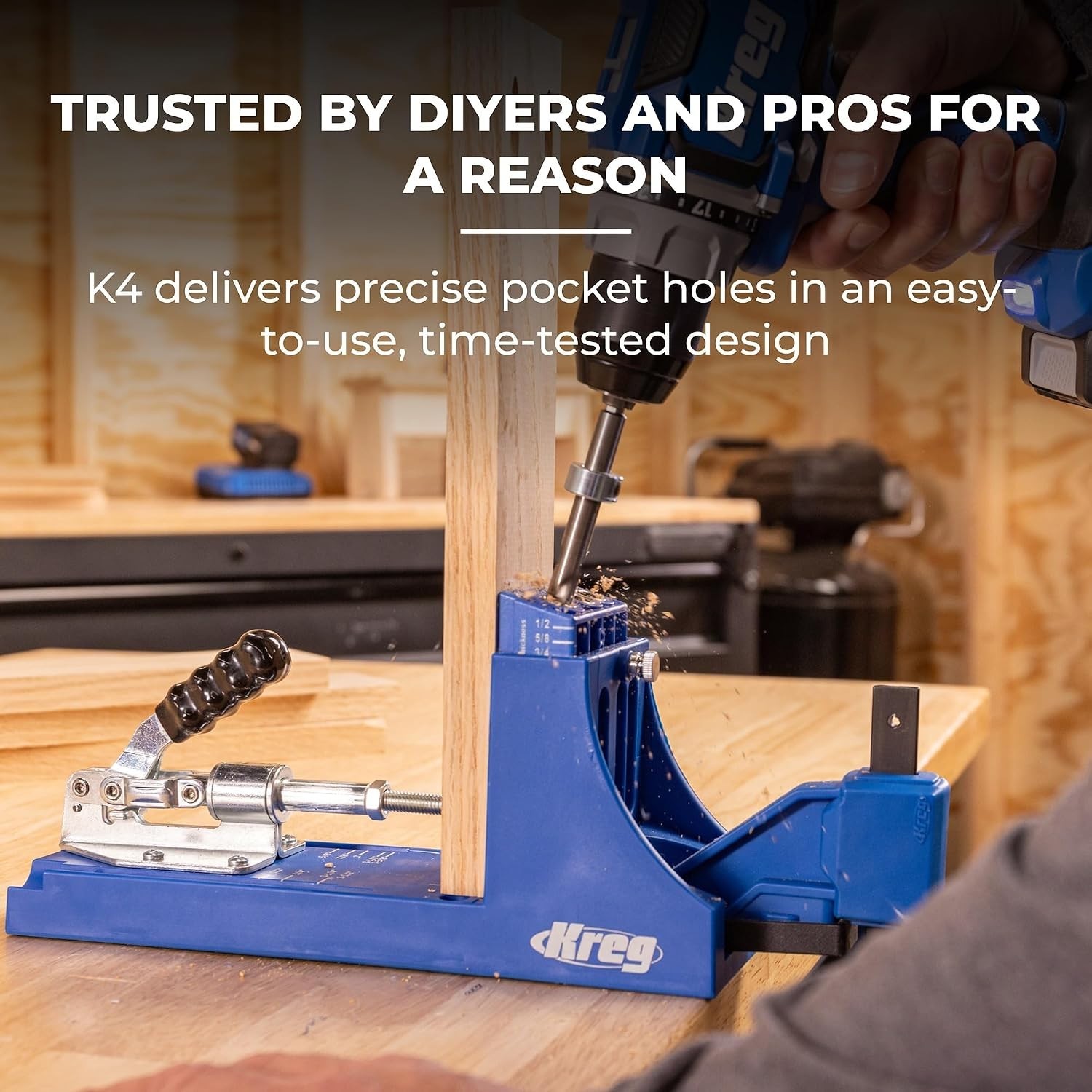 K4 Pocket Hole Jig - Adjustable, Versatile Jig for Strong Joints - Create Per...