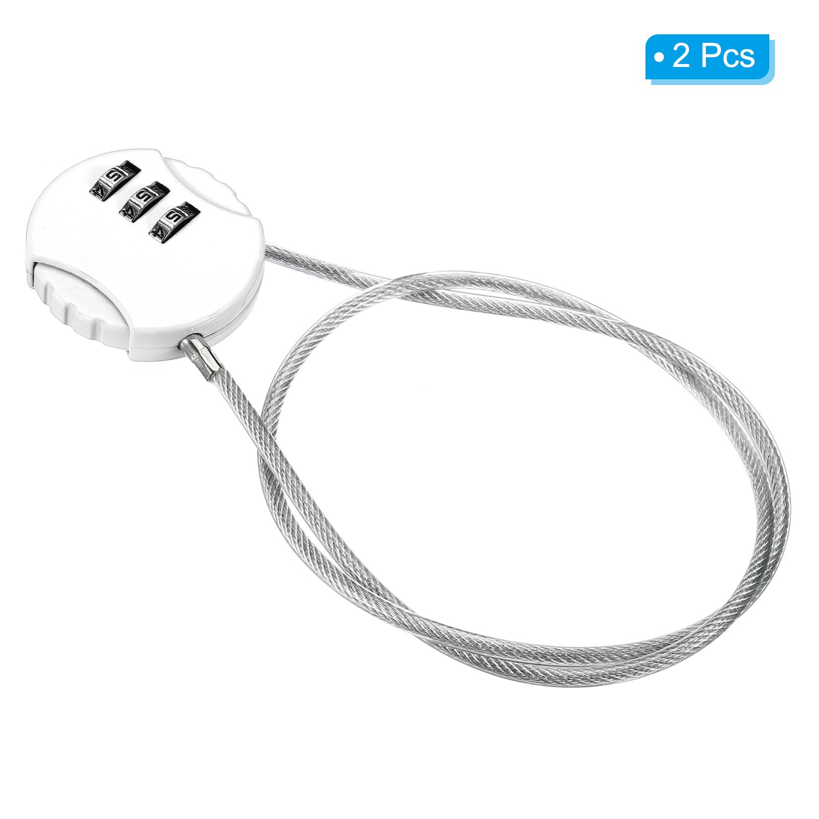 Small Combination Block 19.6", 2pcs 3 Digit Luggage Lock, White