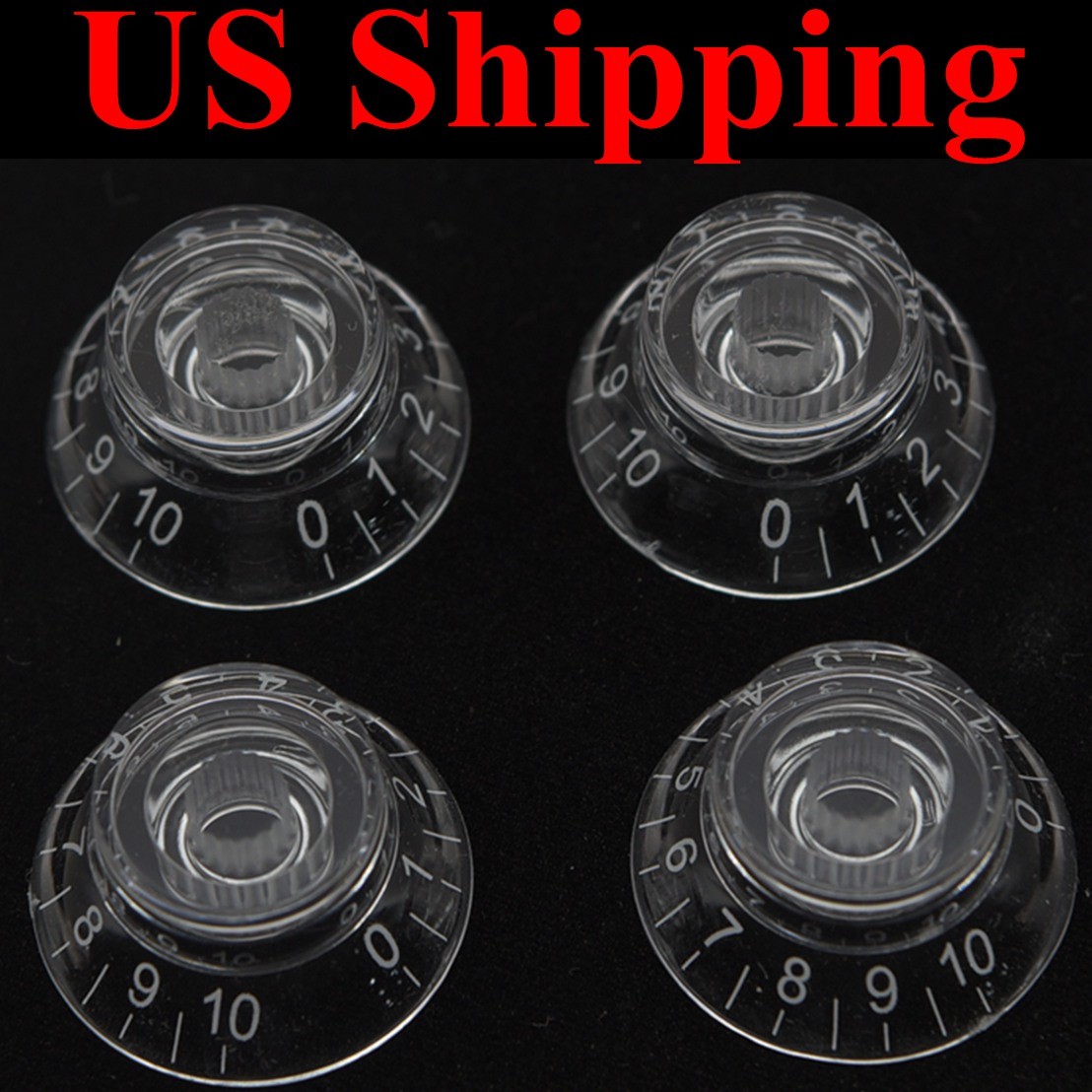 Clear/Transparent LP Bell Knobs Top Hat Knob White Number fits Epiphone Les Paul