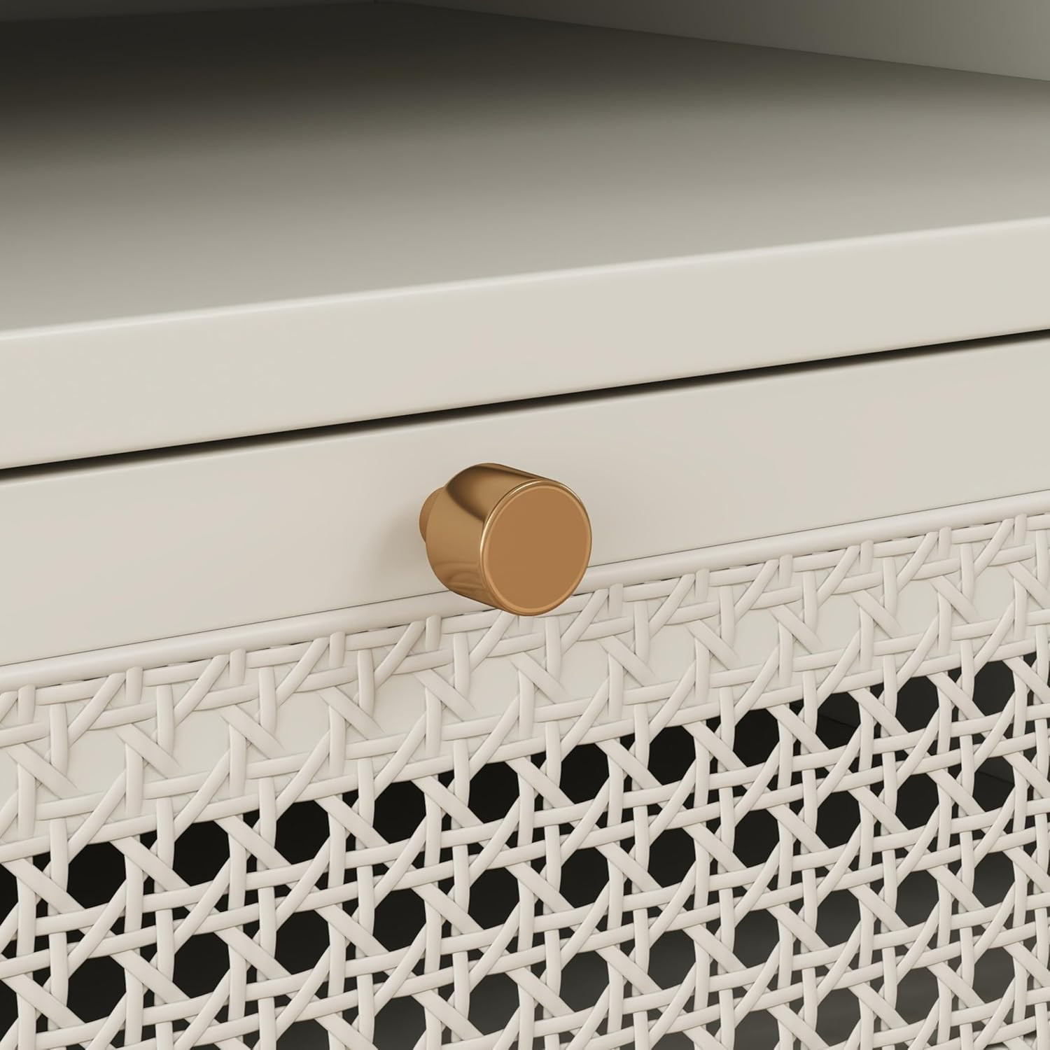 Chic Cream White Dual-Tier Nightstand & Side Table for Stylish Storage
