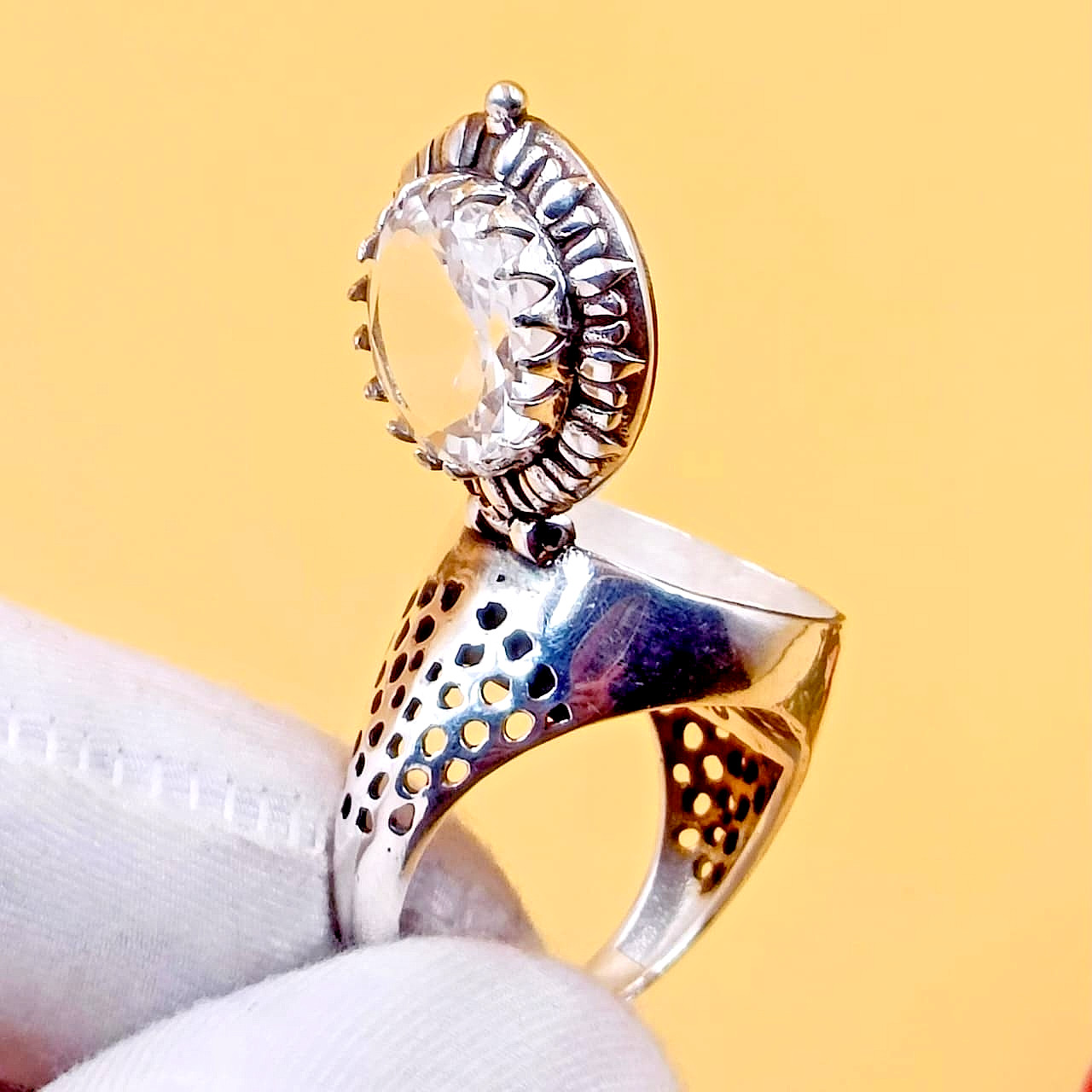 Handmde White Topaz Poison Ring | Handmade 925 Sterling Silver Box Ring