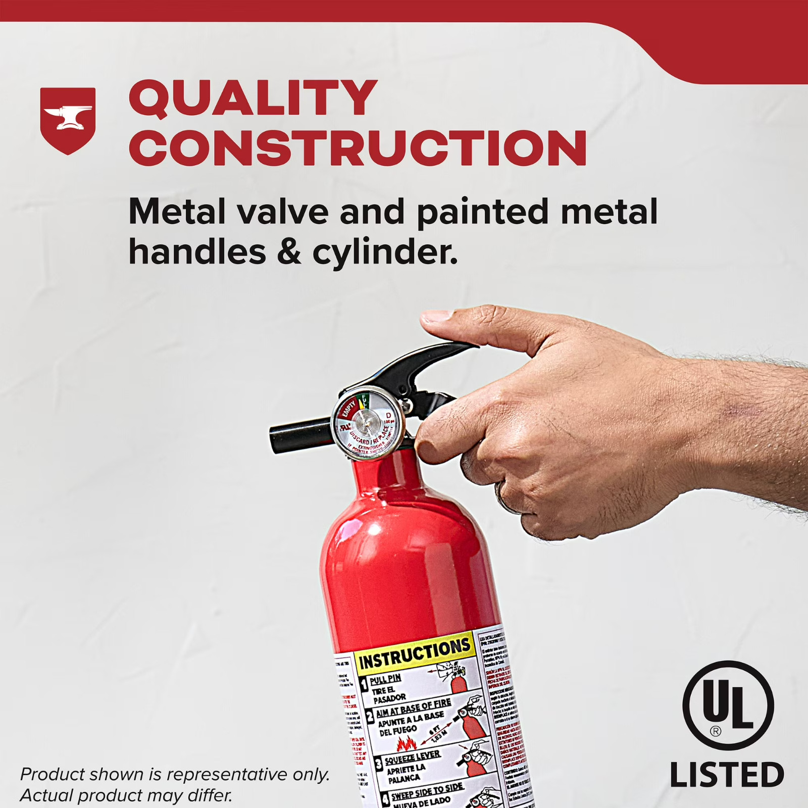 Kidde Basic Fire Extinguisher For Home, Residential 1A10BC, Easy-Pull Safety Pin