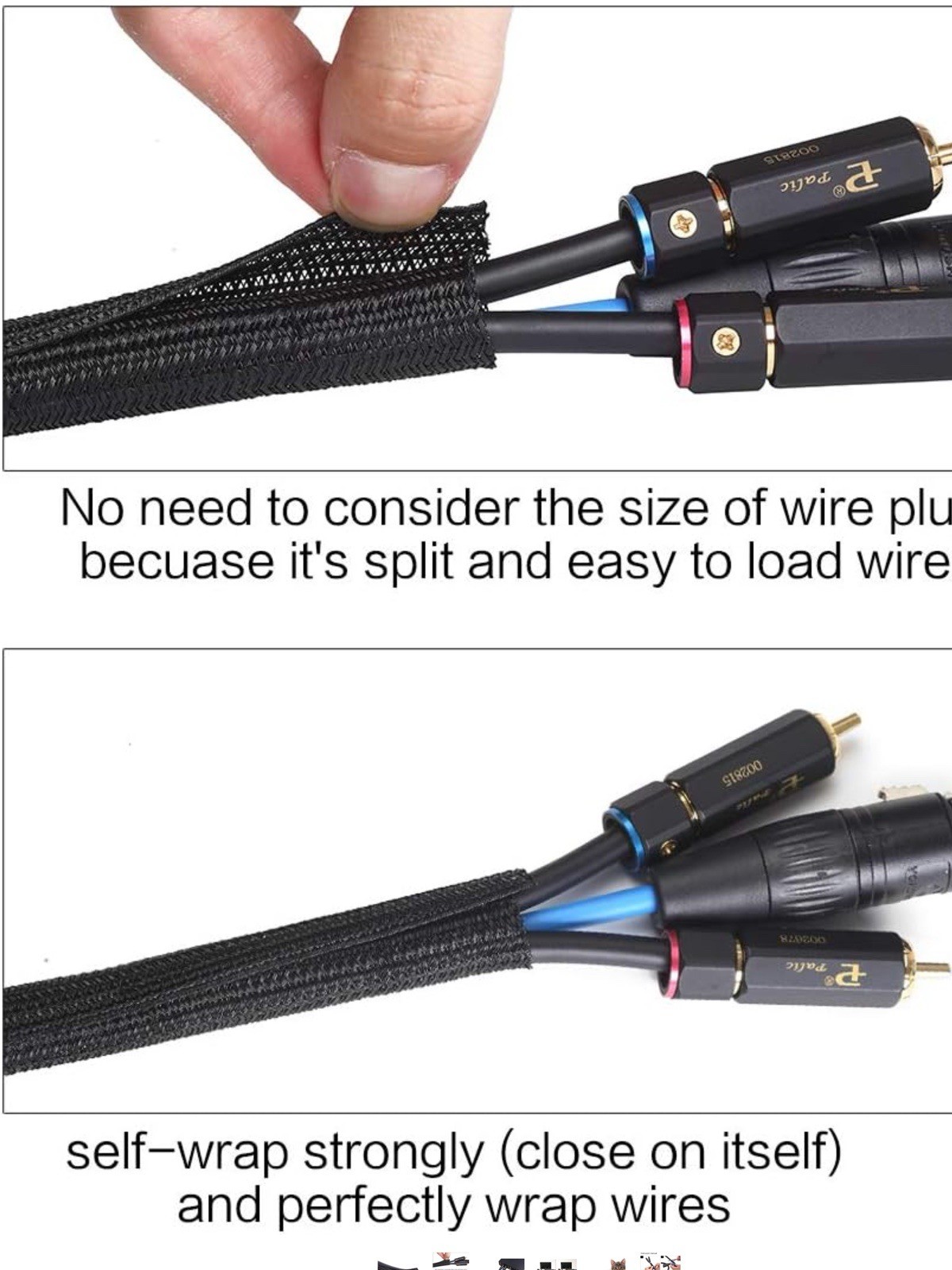 1/2 Inch Split Cable Sleeves Wire Loom Tubing Pet Cable Wrap Protector 10 Feet