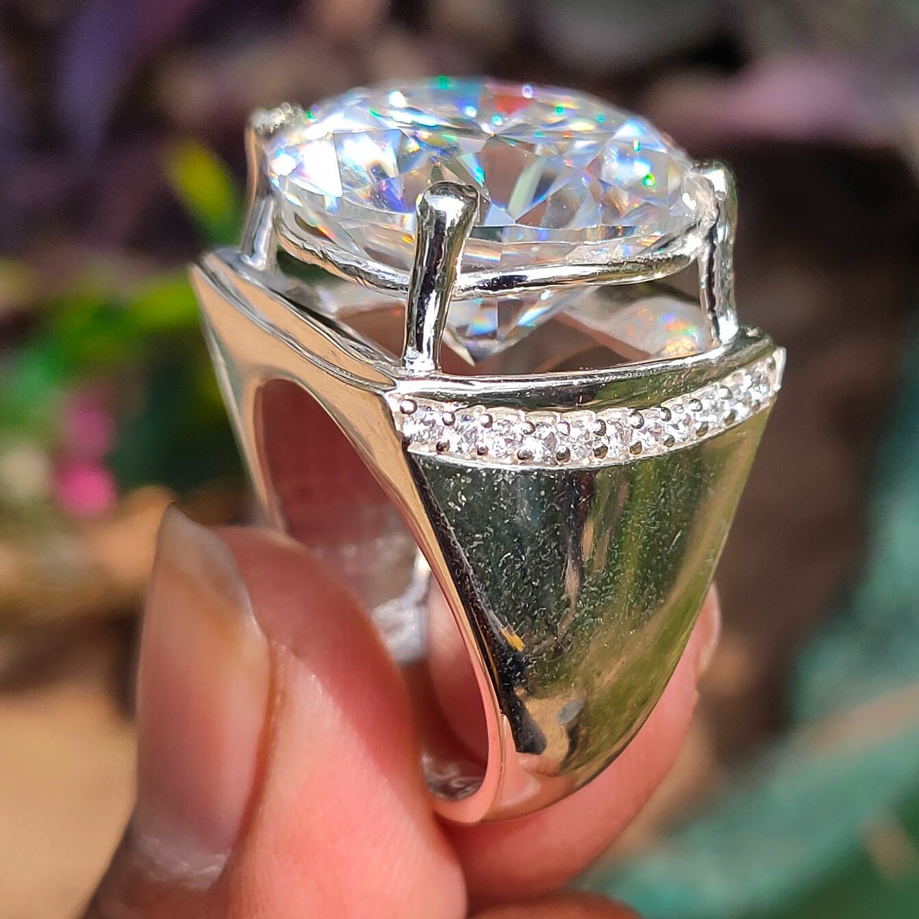 Huge 27.55 Ct White Diamond Men's Ring With Certificate, Shipping FREE