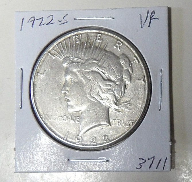 1922-S Peace Silver Dollar VF San Francisco Mint Coin (5.17)