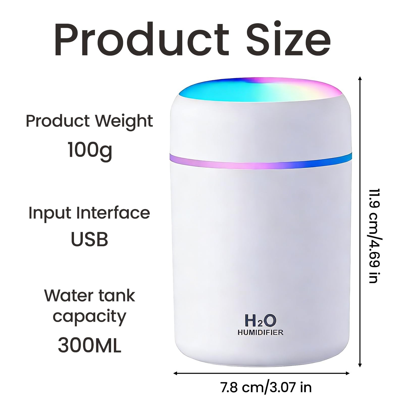 Portable Mini Humidifier, white, Cool Mist, USB Powered. Perfect for Bedroom,