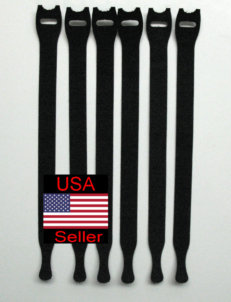 6 Pack 6.5" Durable High Quality Thin Ties Cable Cord Organizer Hook & Loop US