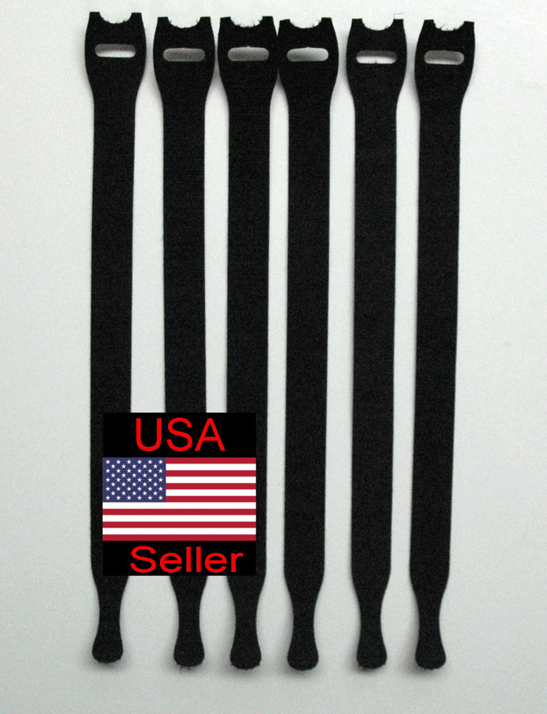 6 Pack 8" Durable High Quality Thin Ties Cable Cord Organizer Hook & Loop Strap