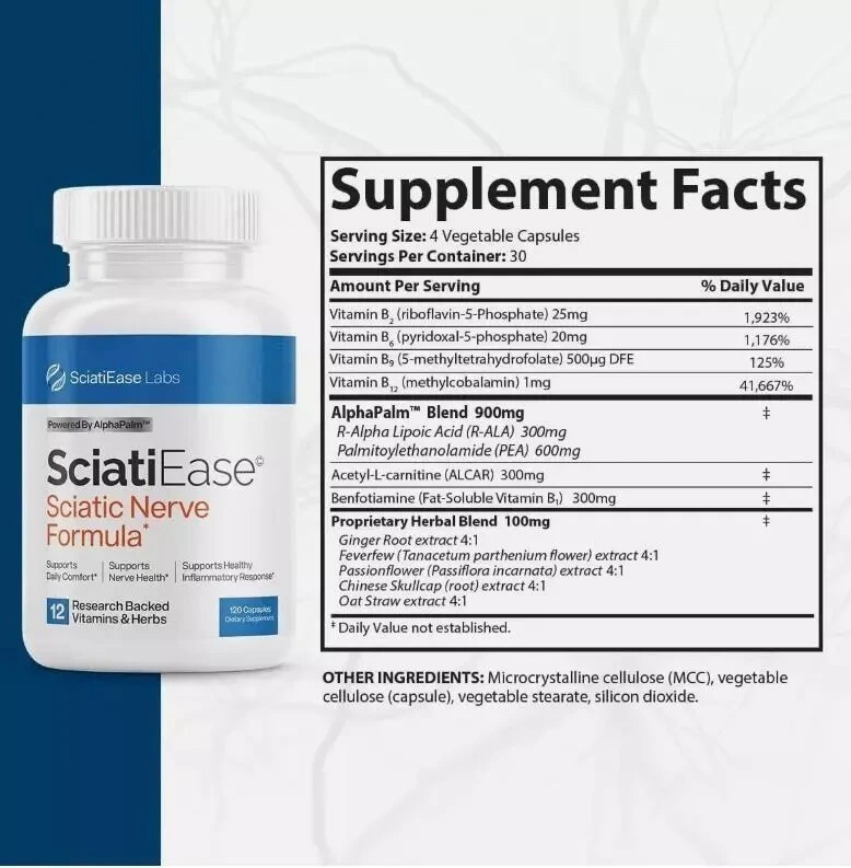 3 PACK SciatiEase Labs Sciati Ease Sciatic Nerve Formula 120 Capsules FAST SHIP+