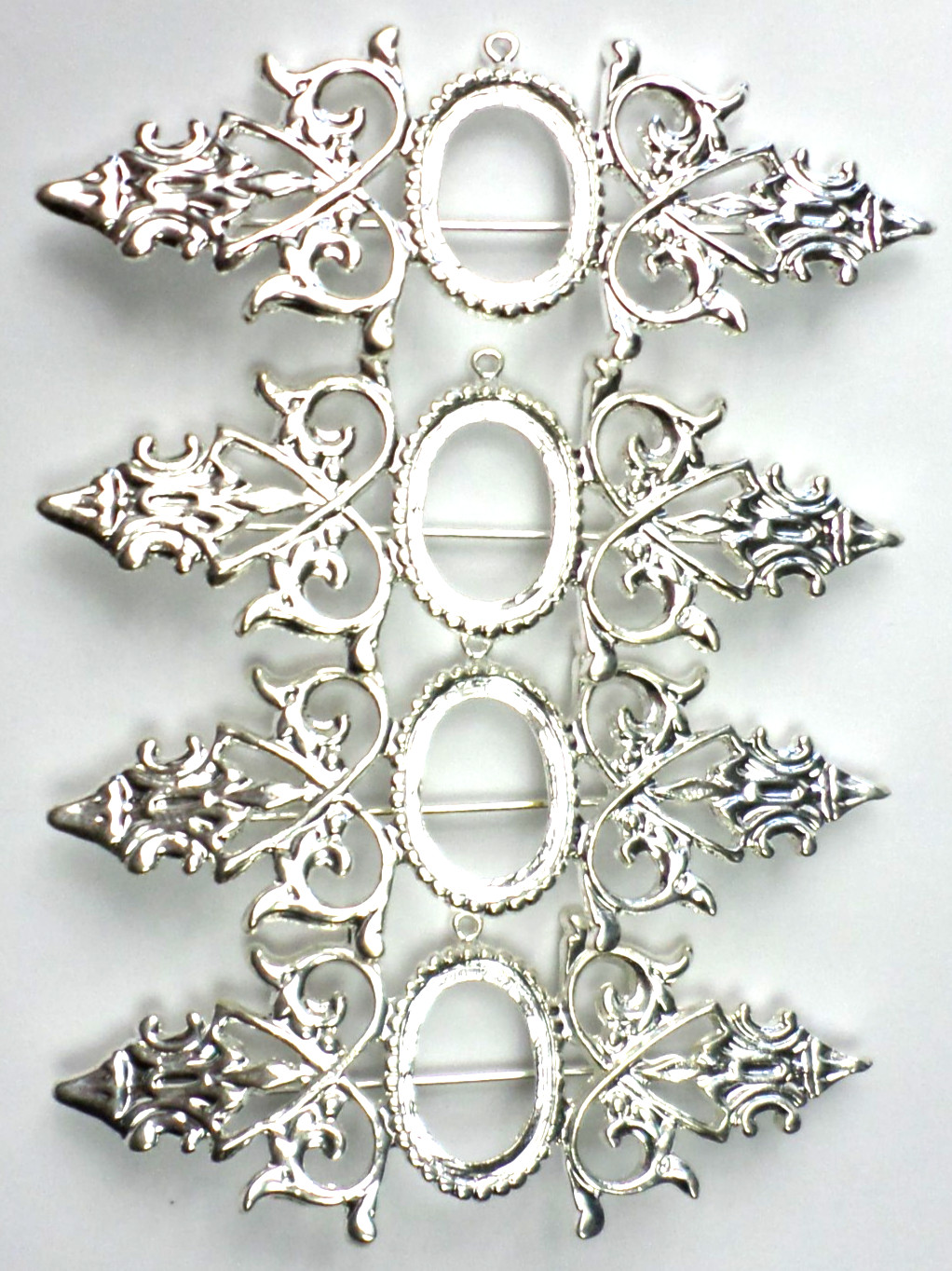 4 of 18x13mm Shiny Silver Victorian Gorgeous Brooch Pin Deco Settings 72x28mm