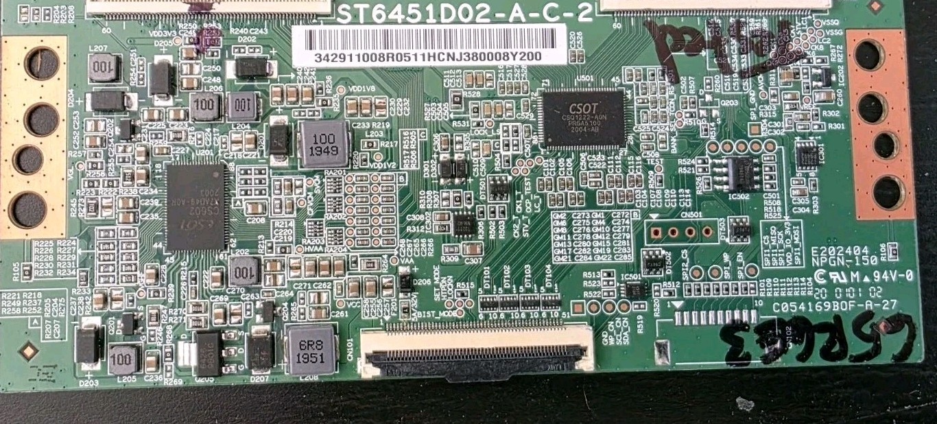 HISENSE Tcl 65" Tcon 65s425 65R6E3 ST6451D02-A-C-2 T-CON BOARD 9157