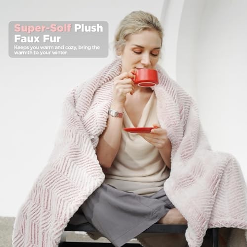Heated Blanket Electric Blanket 50" x 60" - Cozy Soft Heated Throw Frosty Pink