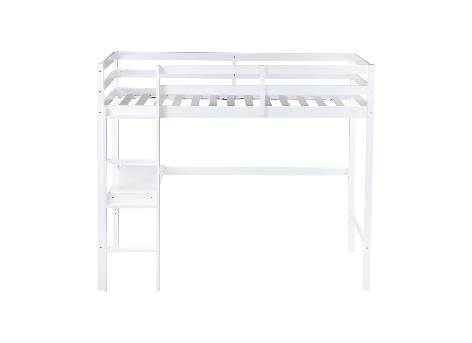 Twin Size Loft Bed Frame Wooden Twin Size Bed Frame with Desk White/Oak/Pink