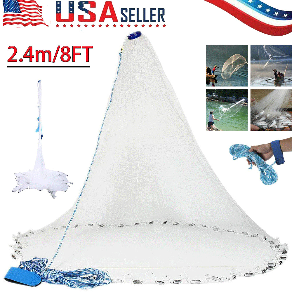 4FT Radius Fishing Cast Net Bait Easy Throw Hand Cast Strong Nylon Mesh NEW