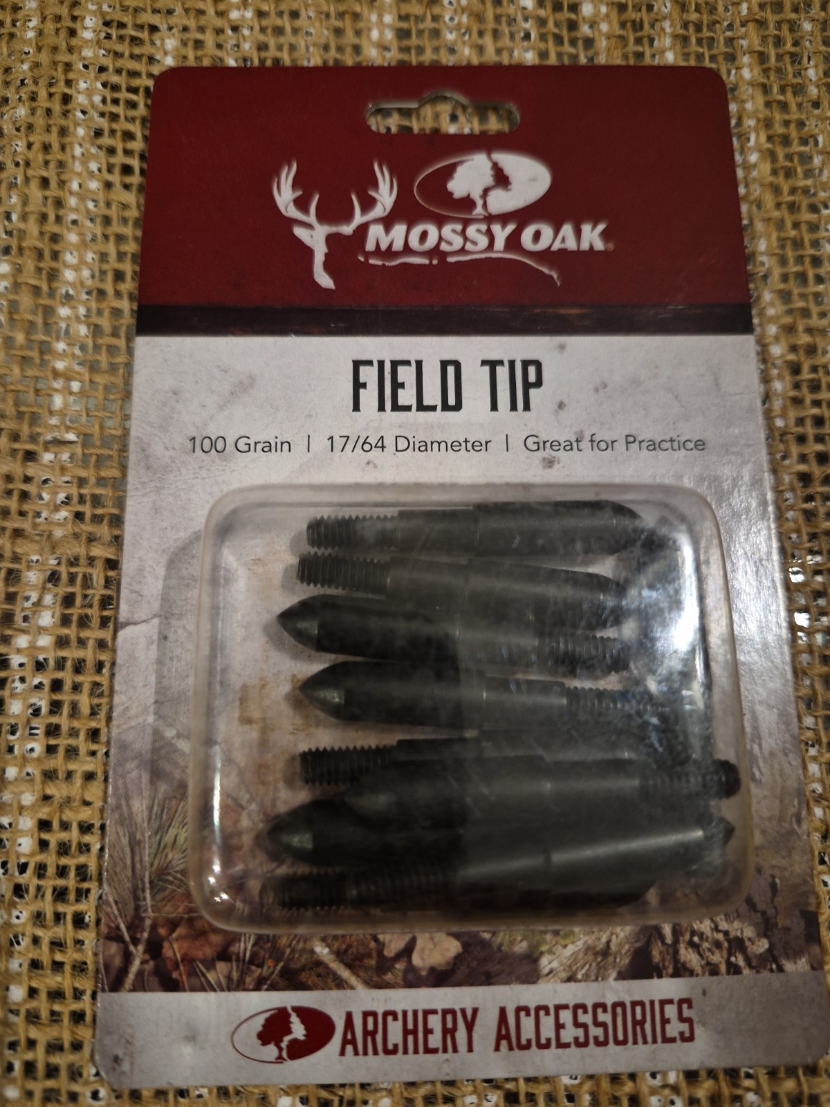 Archery Tip Combo Field Point, 17/64 diameter, 100g 10 Tips Mossy Oak