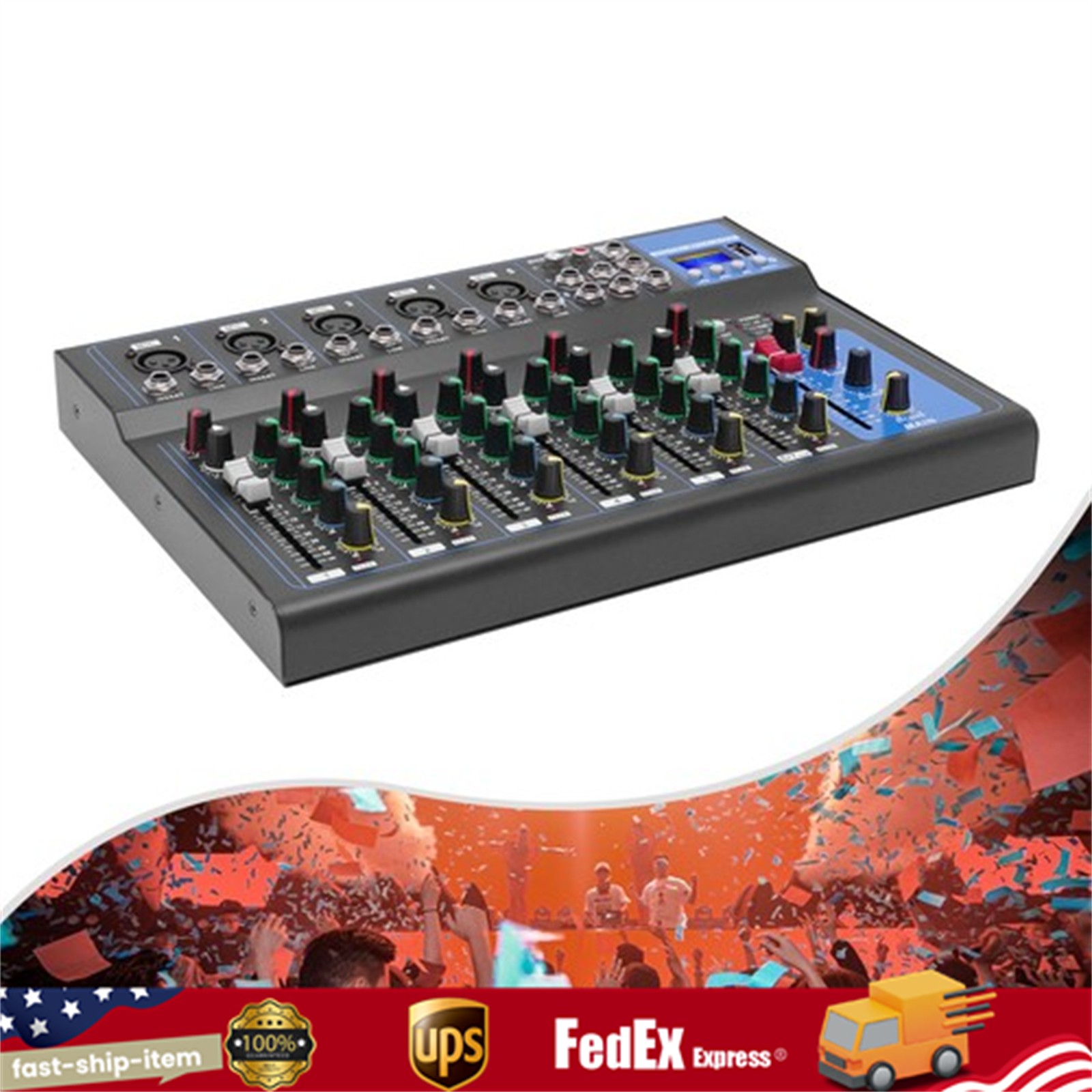 7-Channel Bluetooth Portable Audio Mixer USB Sound Mixing Console Board DJ