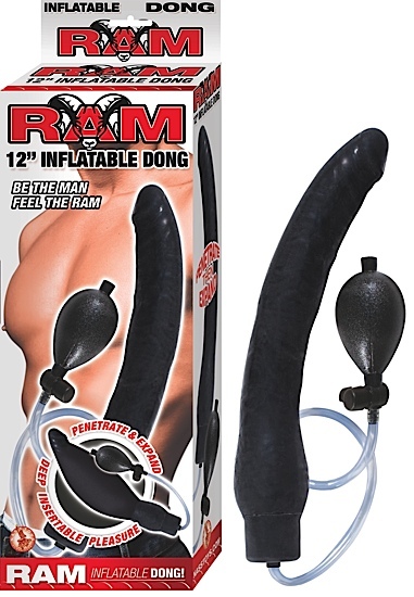 Ram Inflatable Latex Dong Waterproof Black 12 Inch Prostate Massagers