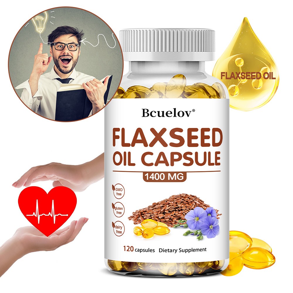 Flaxseed Oil Supports Heart Health Enhance Immunity Improve Mood 120 Capsule