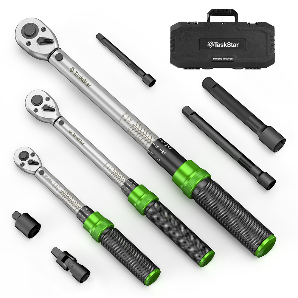 TaskStar Click Torque Wrench Kit 45-221 in.lb /30-160 ft.lb 1/4"/3/8"/1/2" Drive