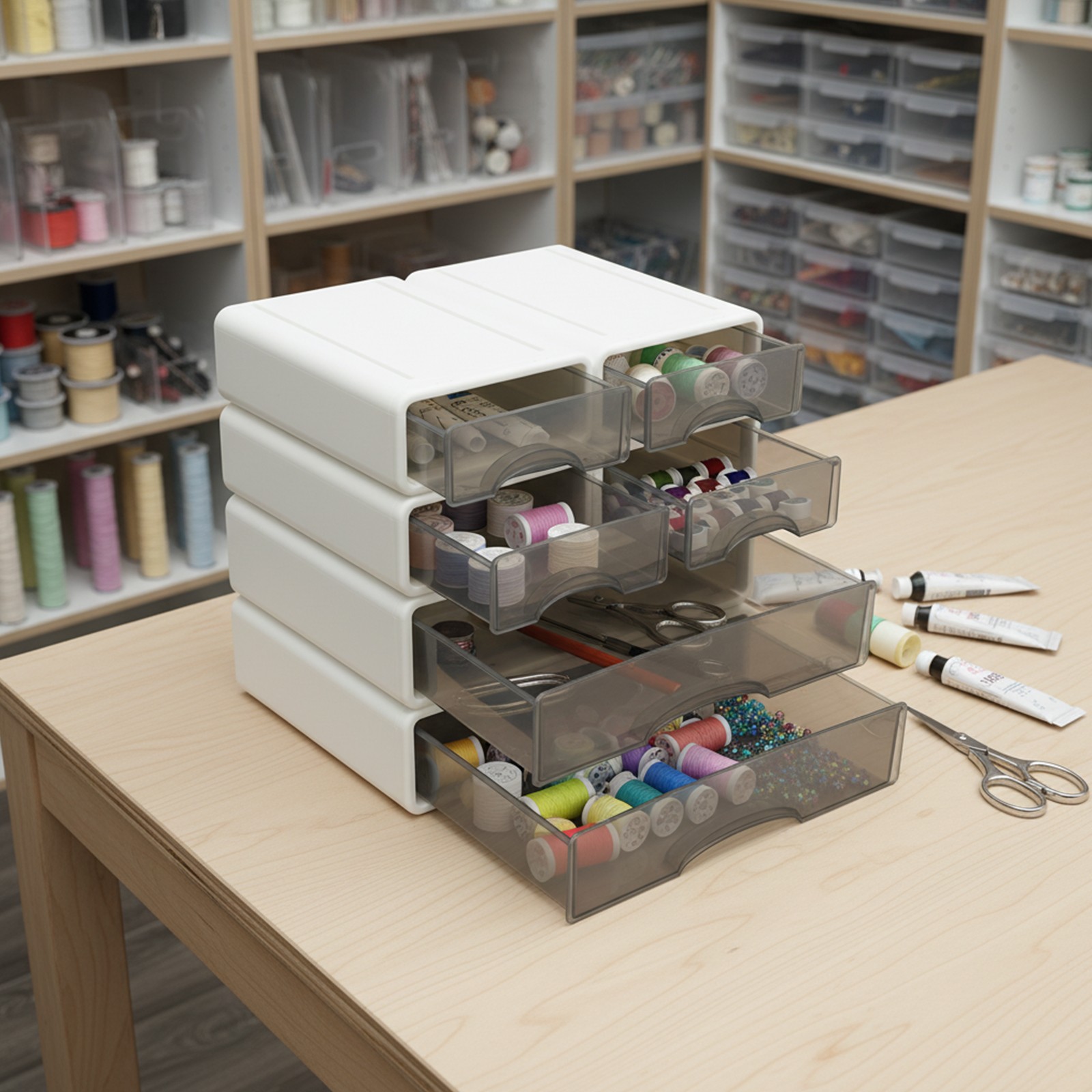 Office Storage Box with 6 Drawers Plastic Stackable Storage Drawers Organizer