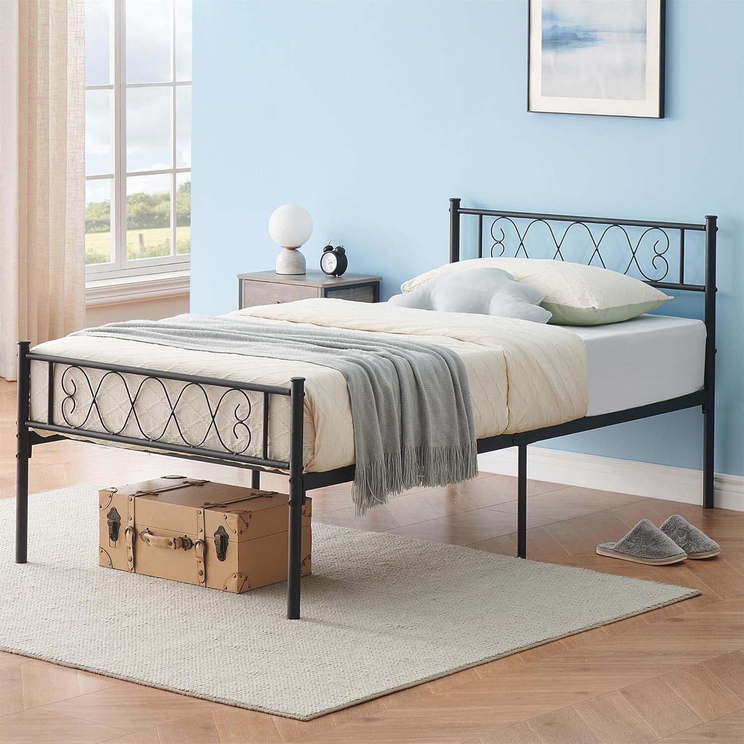 Metal Twin Bed Frame Metal Platform Bed Frame with Headboard Footboard Bed Frame