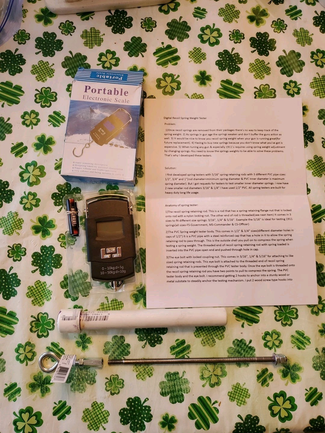 Recoil Spring Weight Tester 1/4"Rod Semiauto Pistols W/1/2"PVC&Digital Scale New