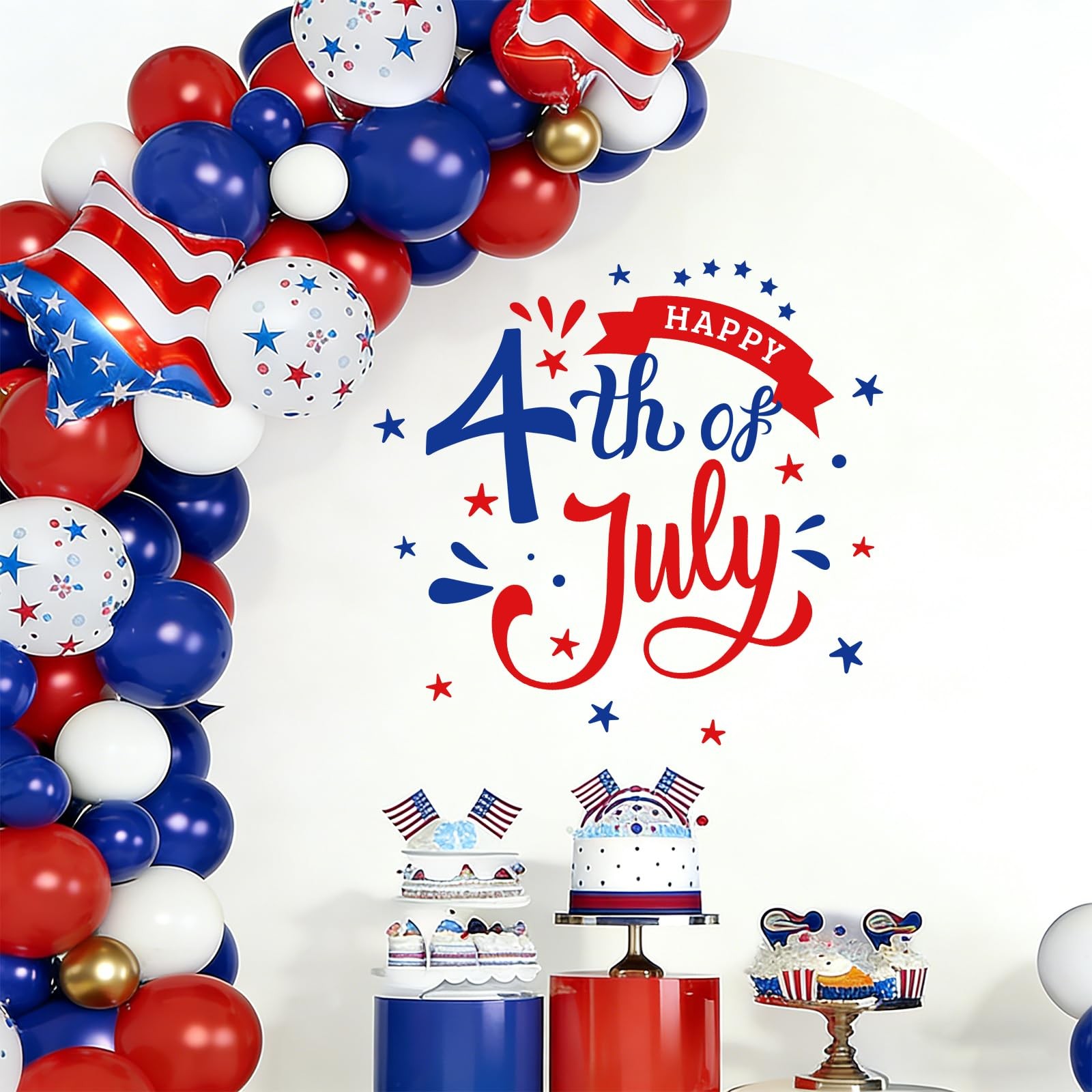 July 4th Patriotic Decal Sign Backdrop Decorations Party Stickers Red Blue Stars