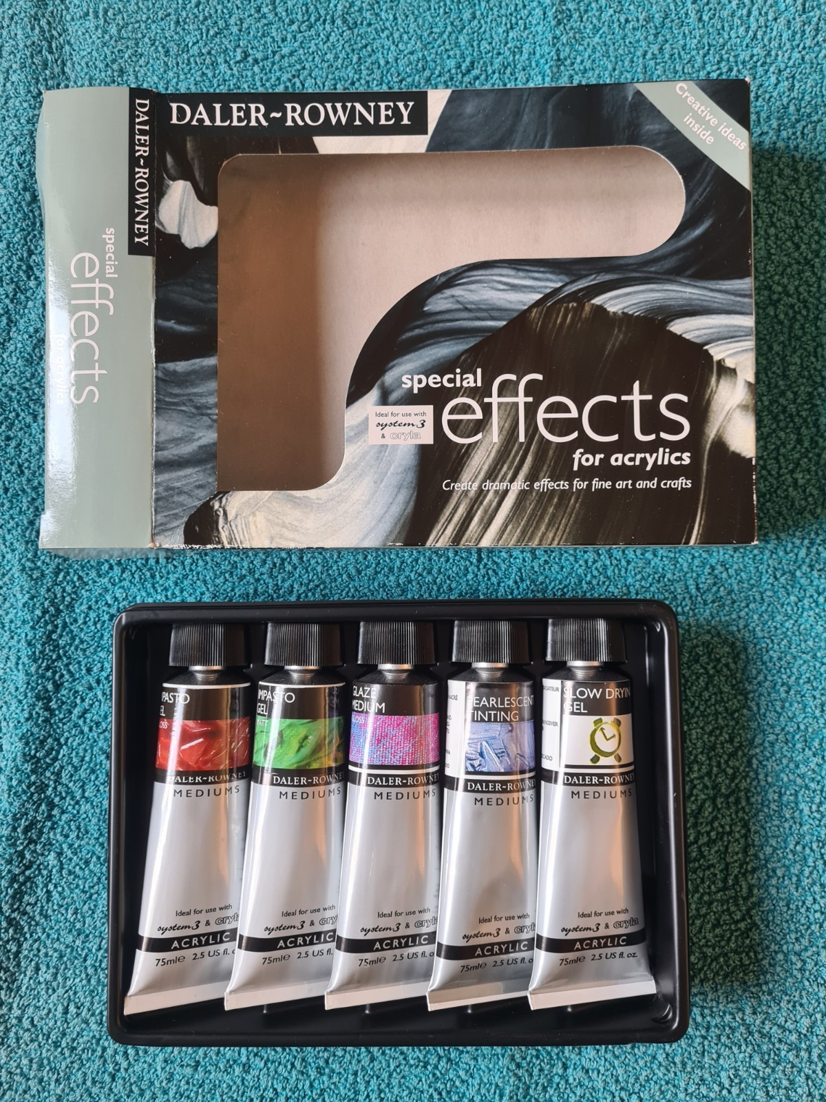 Daler Rowney, Special Effects for Acrylics set, 5 x 75ml tubes, Impasto Gel etc.