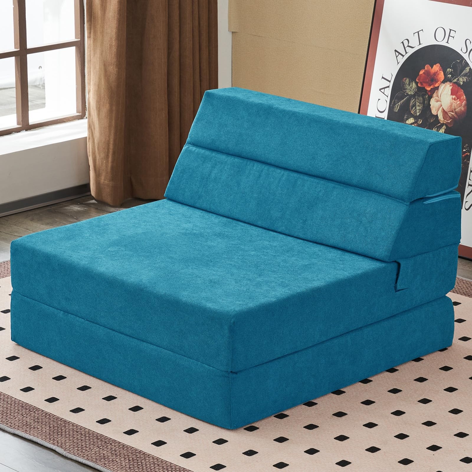 Foldable Sofa Bed, Convertible Sleeper Lounge Chair Floor Mattress Floor Couc...