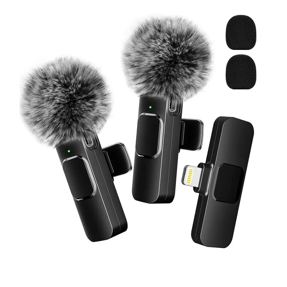 Wireless Lavalier Microphone Audio Video Recording Mini Mic For iPhone Android